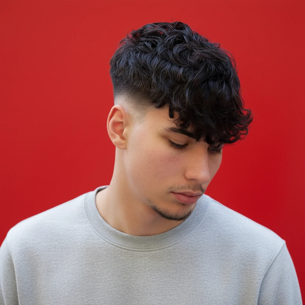 Corte Low Fade com Cabelo Cacheado