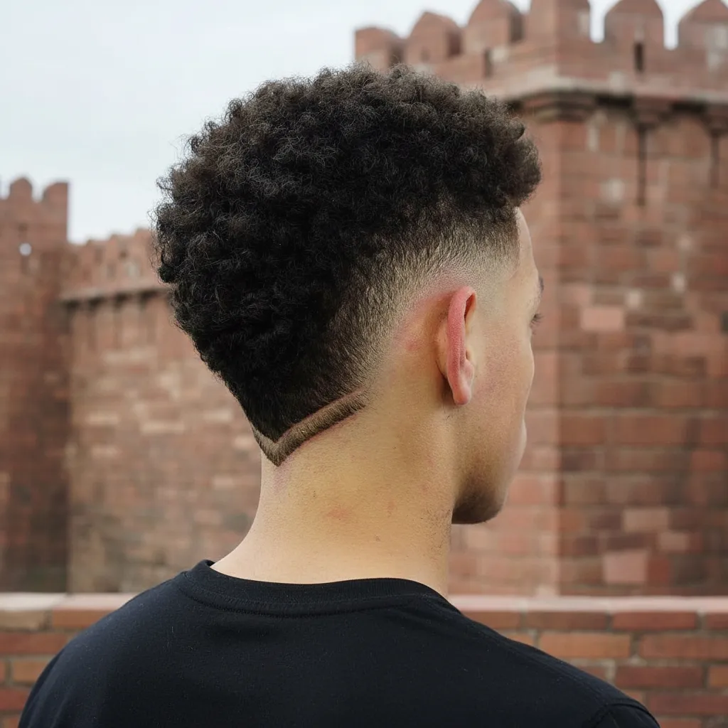 Men's Low Fade Haircut with Curly Hair