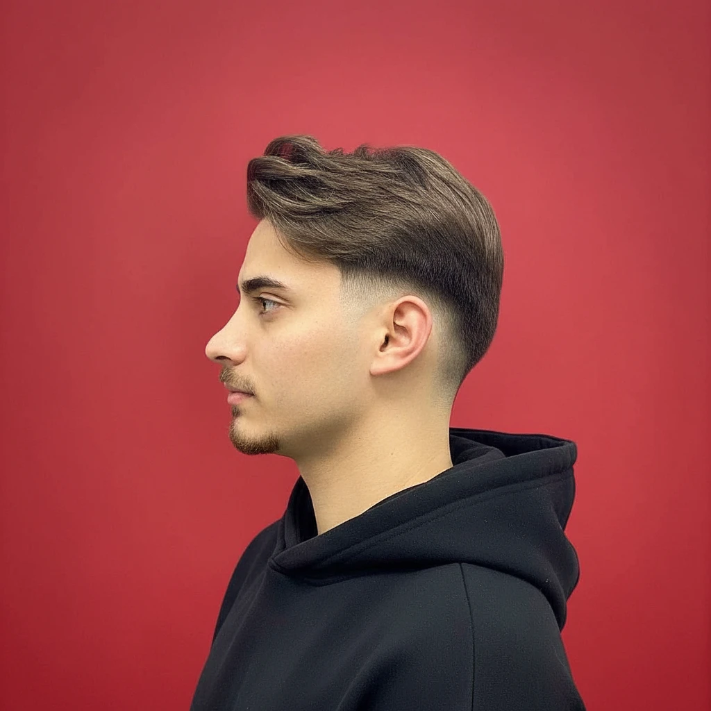 Corte de desvanecimiento bajo con degradado en cabello liso