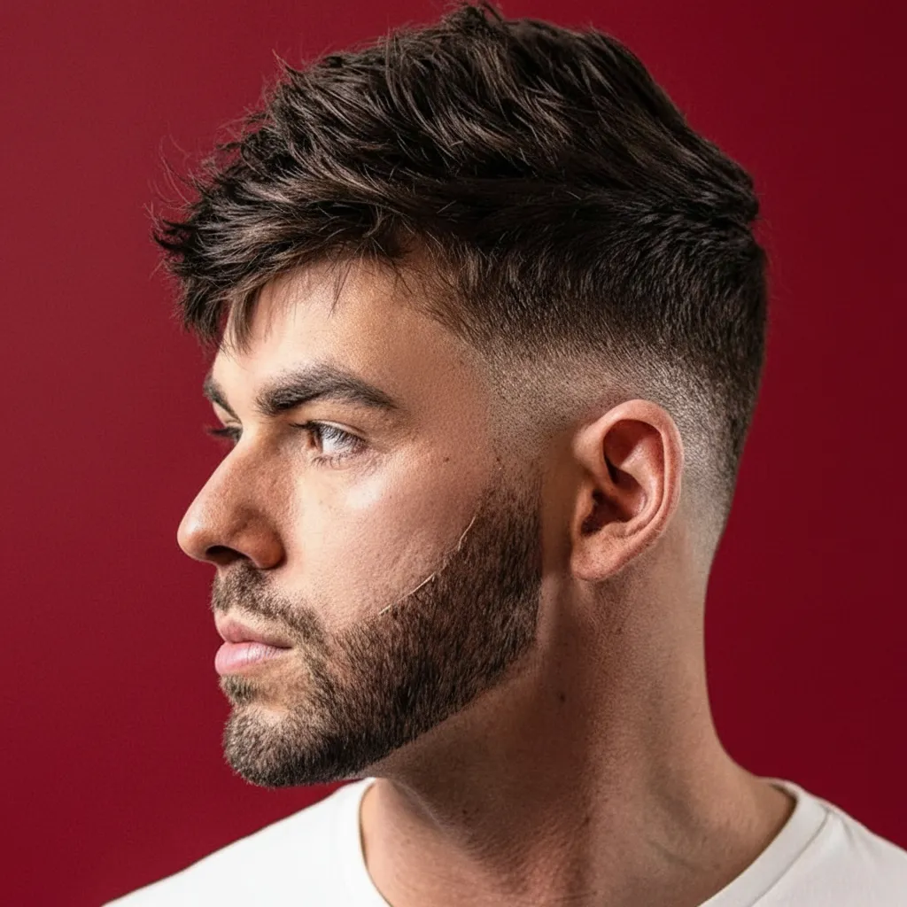 Corte Low Fade com Risco Lateral em Cabelo Liso