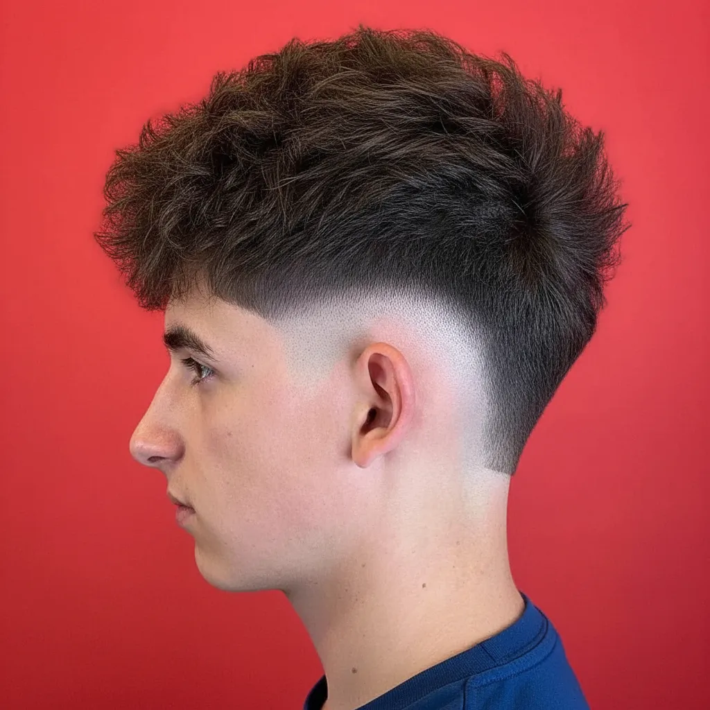 Men's Low Fade Haircut with Textured Straight Hair