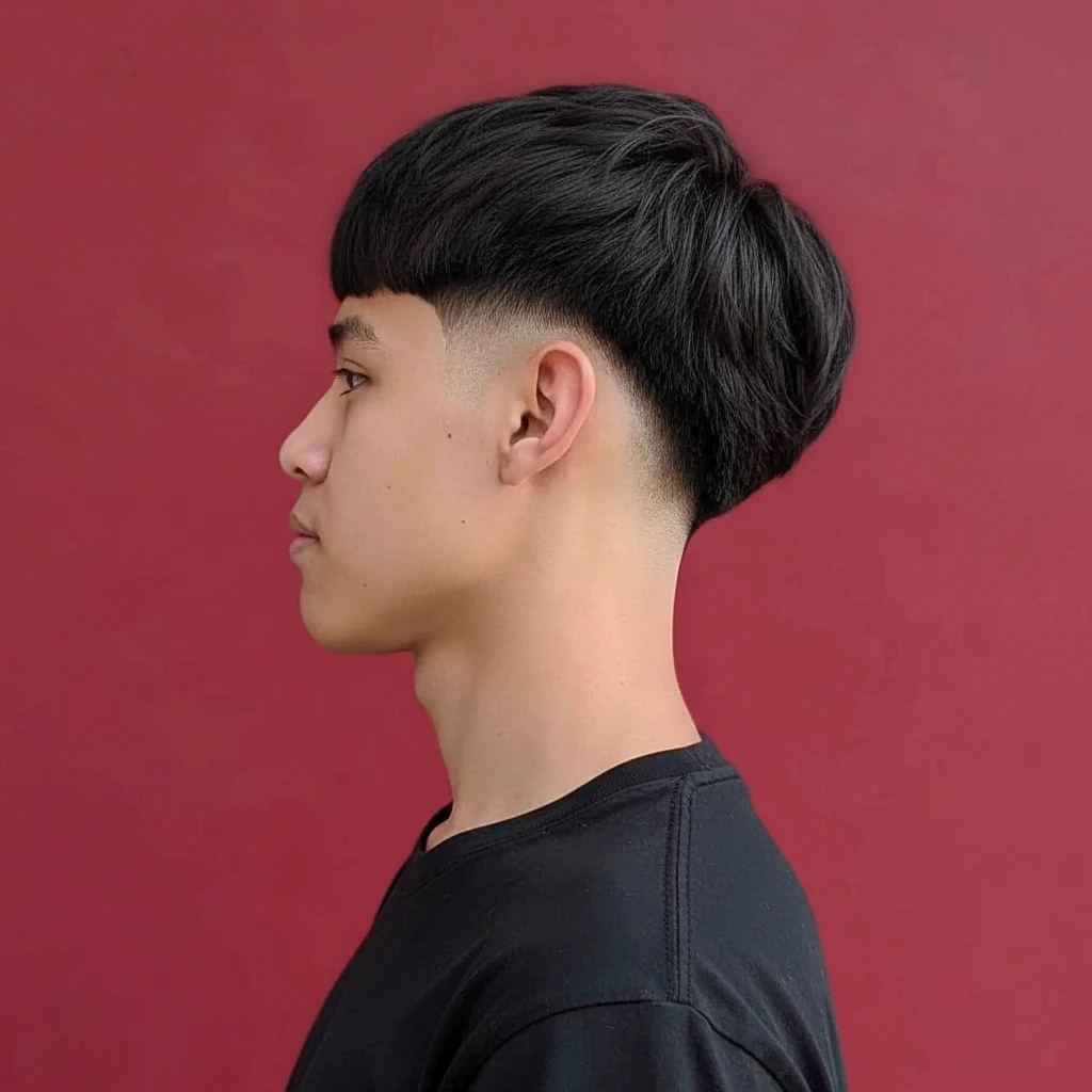 Corte Low Fade com Topo Texturizado em Cabelo Liso