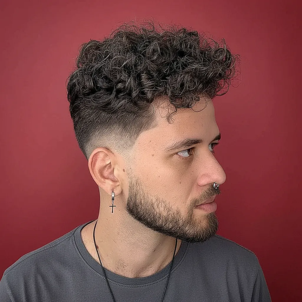 Corte Low Fade em Cabelo Cacheado com Degradê