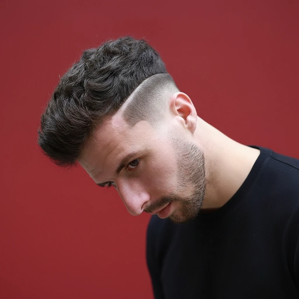 Men's Low Fade Haircut with Curly Hair