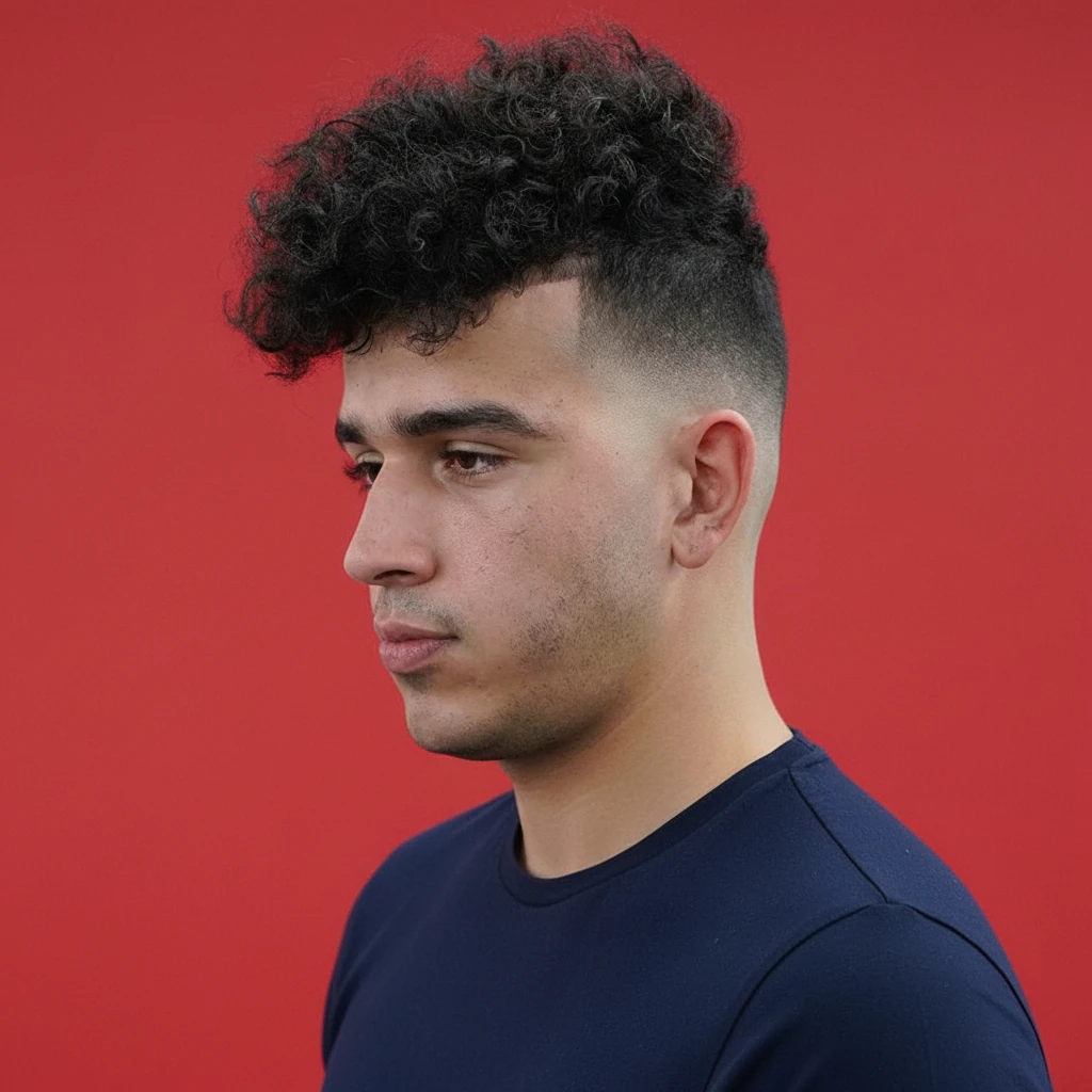Corte Low Fade em Cabelo Cacheado com Degradê