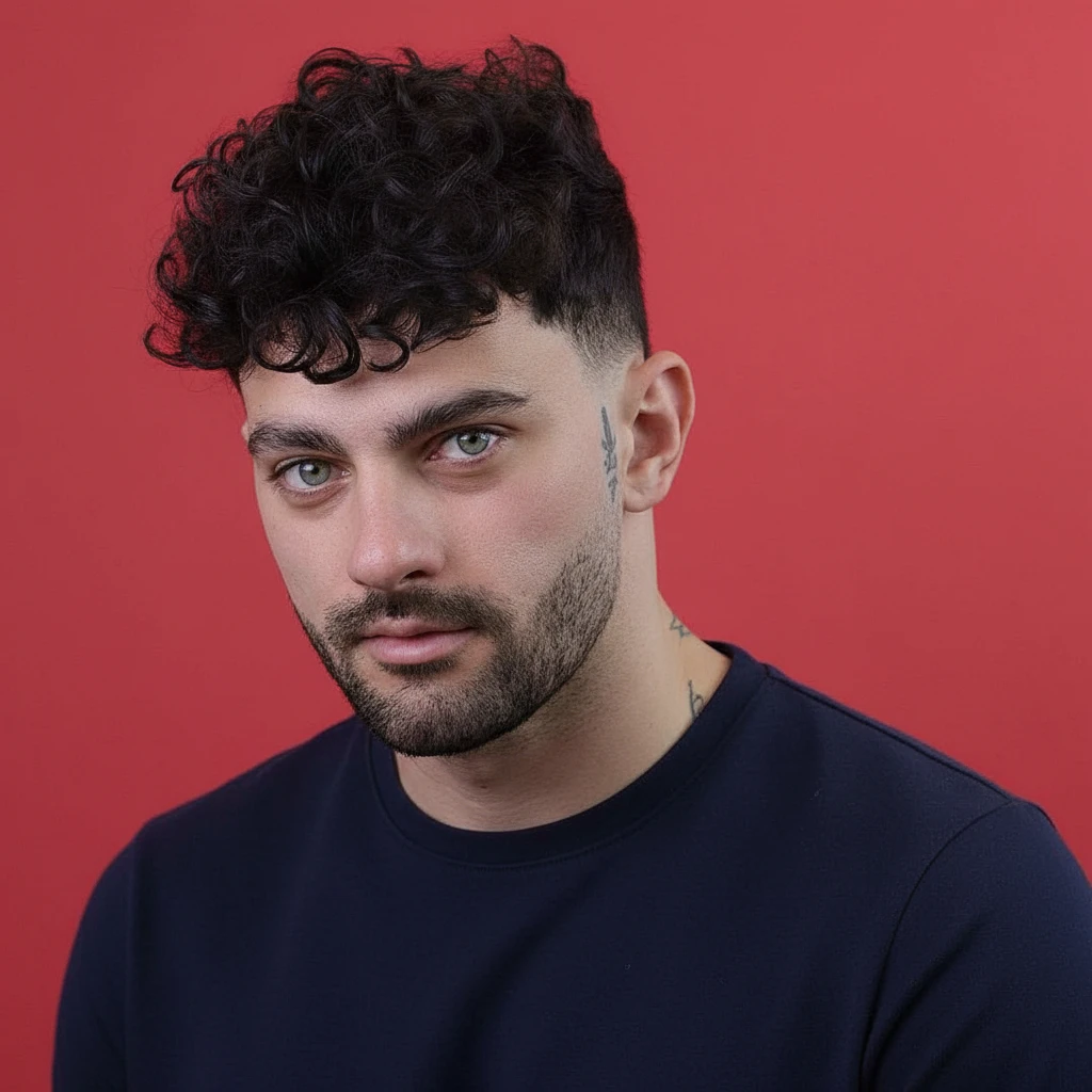 Corte Low Fade em Cabelo Cacheado com Degradê