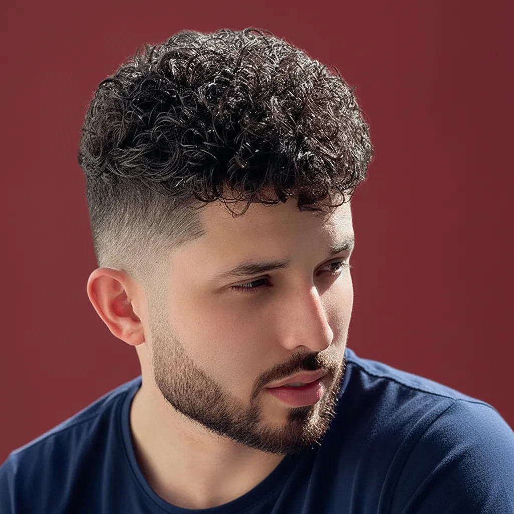 Corte de desvanecimiento bajo en cabello rizado con degradado