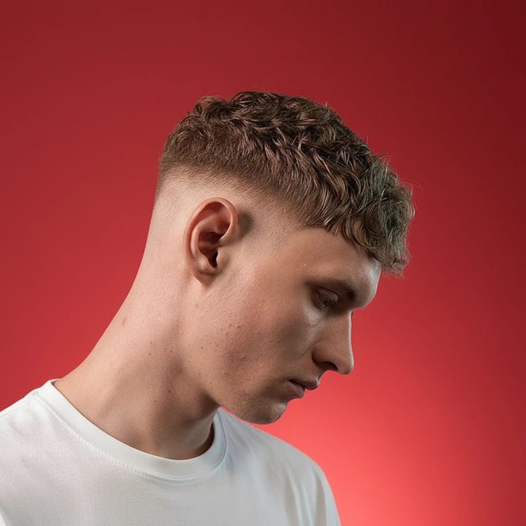 Corte Low Fade em Cabelo Cacheado com Textura