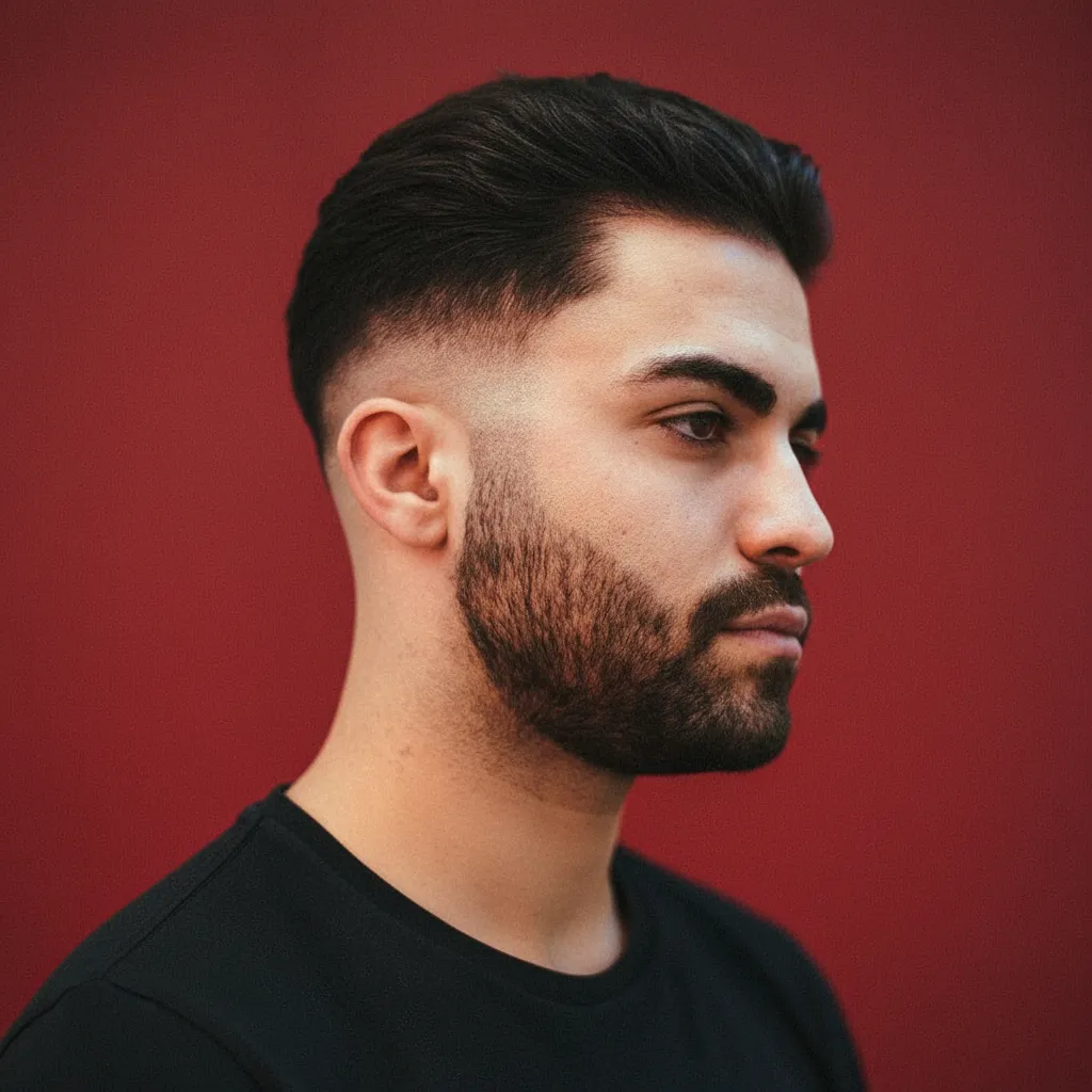 Men's Low Fade Haircut with Clean Straight Hair