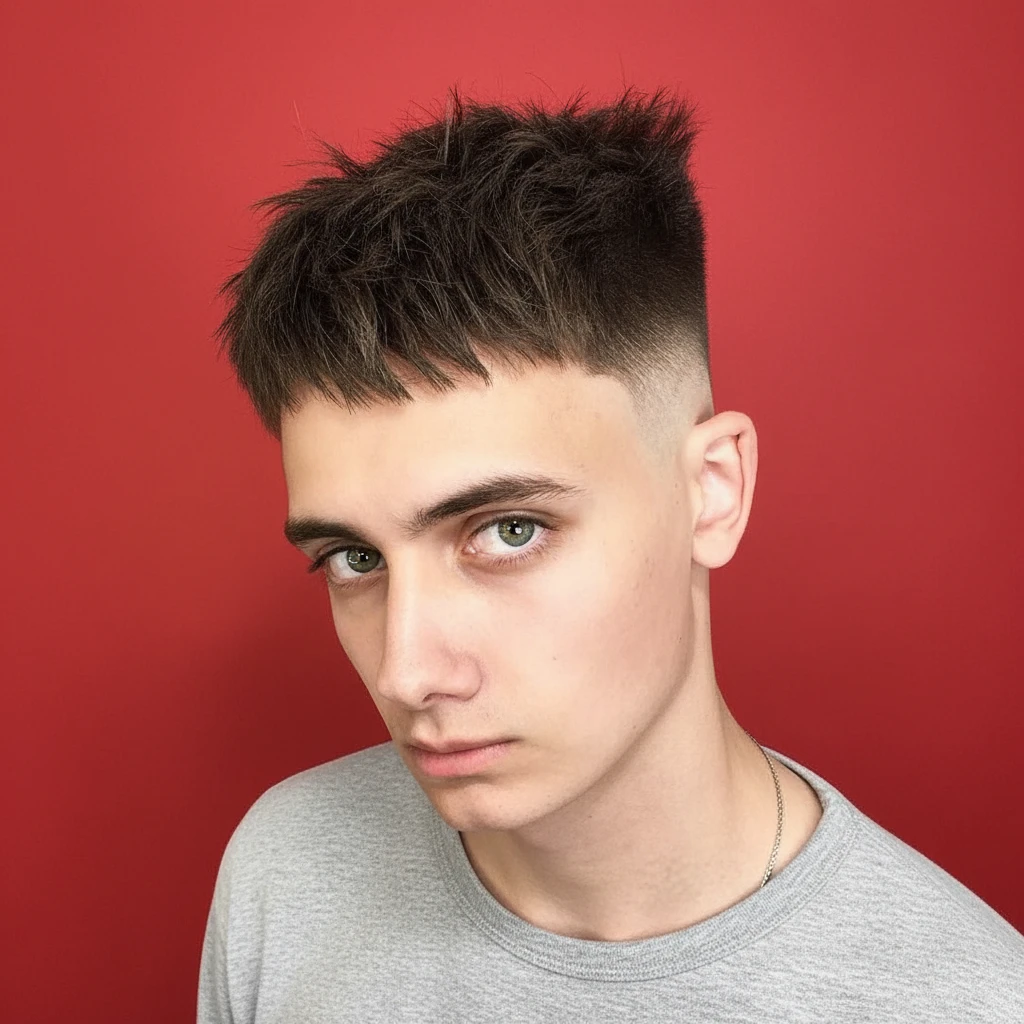 Corte de desvanecimiento bajo en cabello lacio con degradado limpio