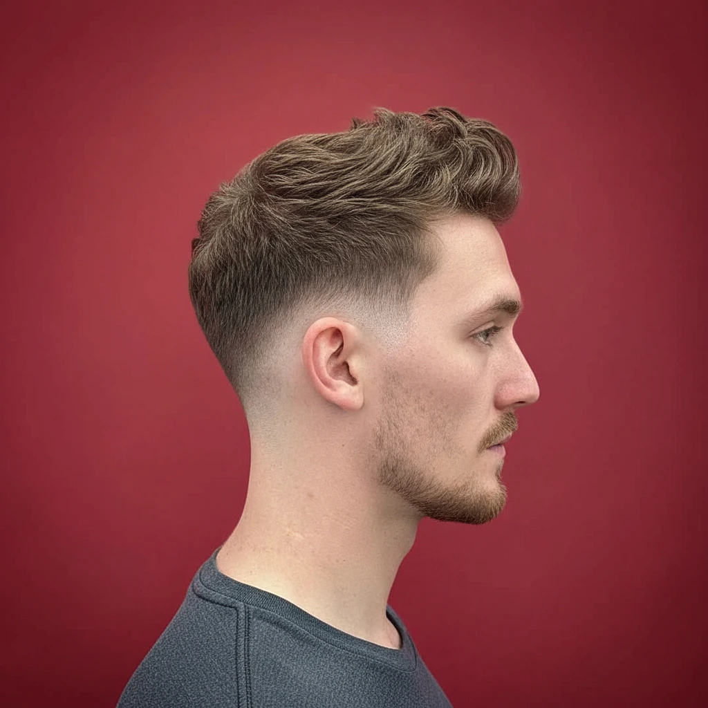 Corte de desvanecimiento bajo en cabello lacio con textura