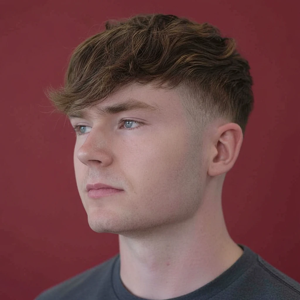 Corte de desvanecimiento bajo en cabello lacio con textura moderna