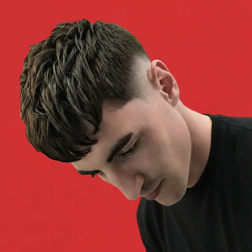 Men's Modern Low Fade Haircut with Straight Textured Hair