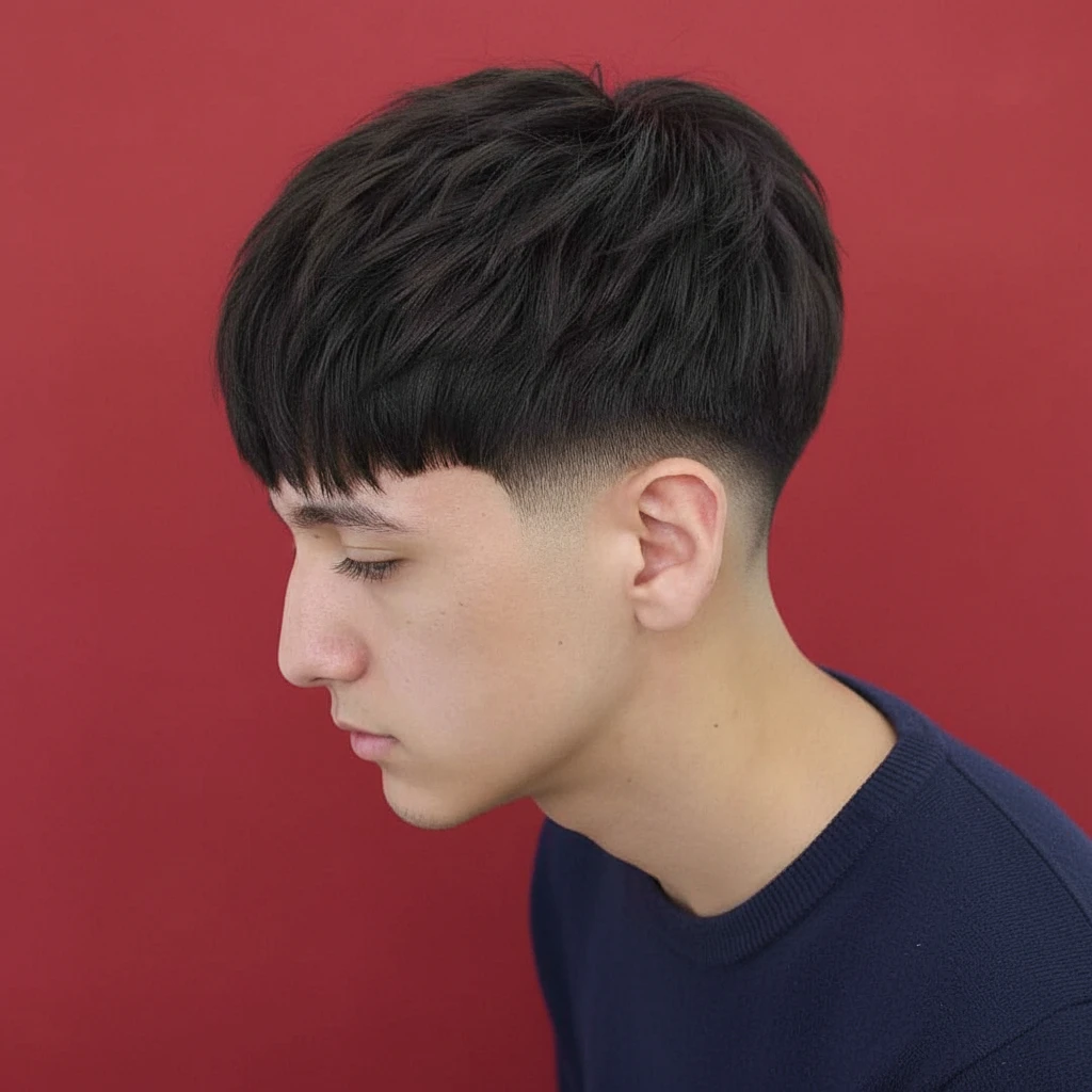 Corte Low Fade em Cabelo Liso com Textura