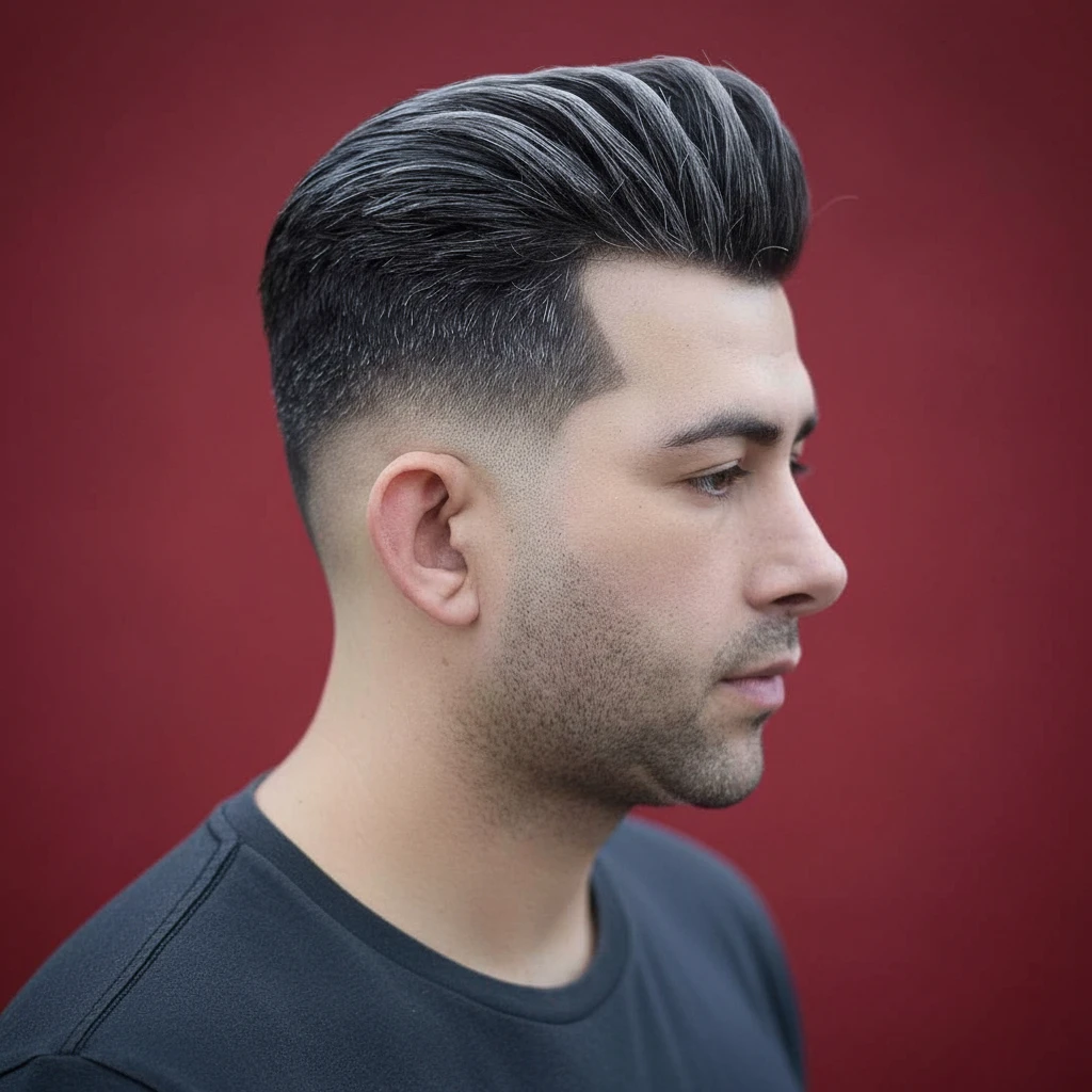 Corte Low Fade em Cabelo Liso com Volume no Topo