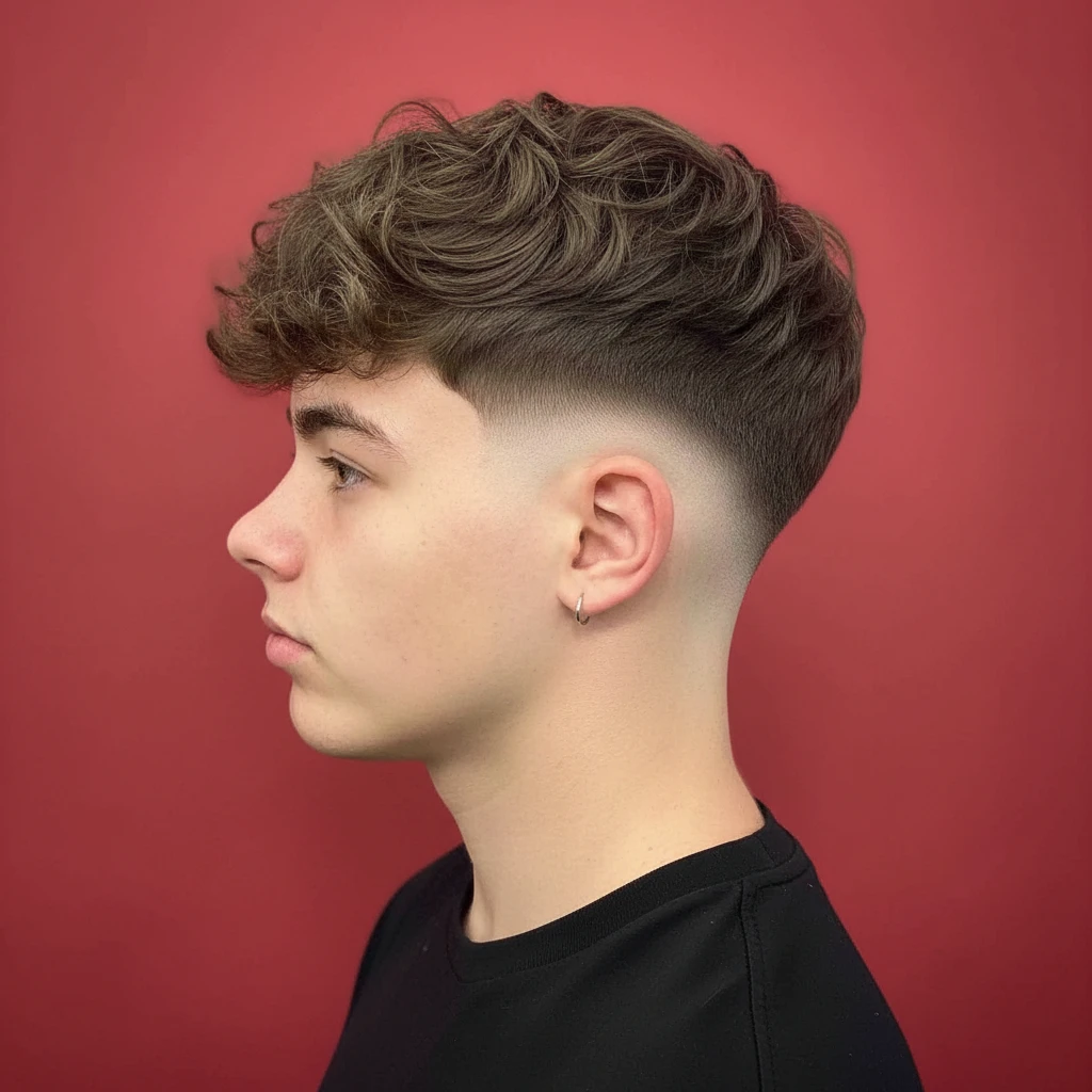Corte Low Fade em Cabelo Ondulado