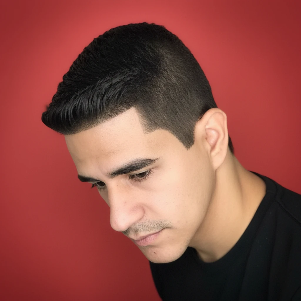 Corte corto de hombre con degradado lateral.