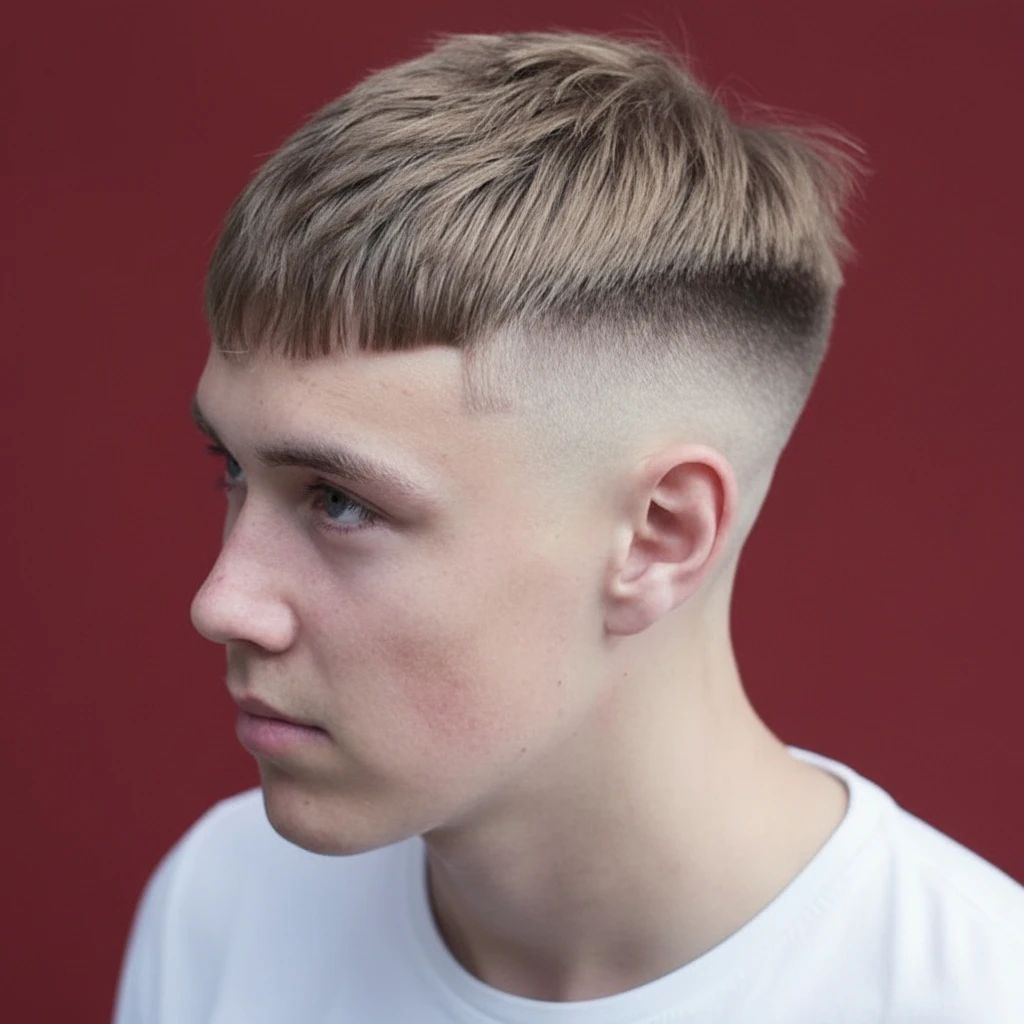Short Men's Cut with Gradient and Bangs