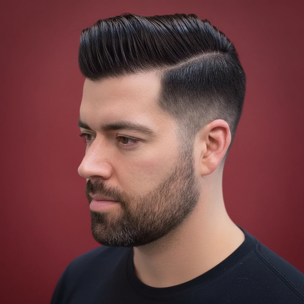 Corte Mid Fade com Cabelo Liso e Estilo Moderno