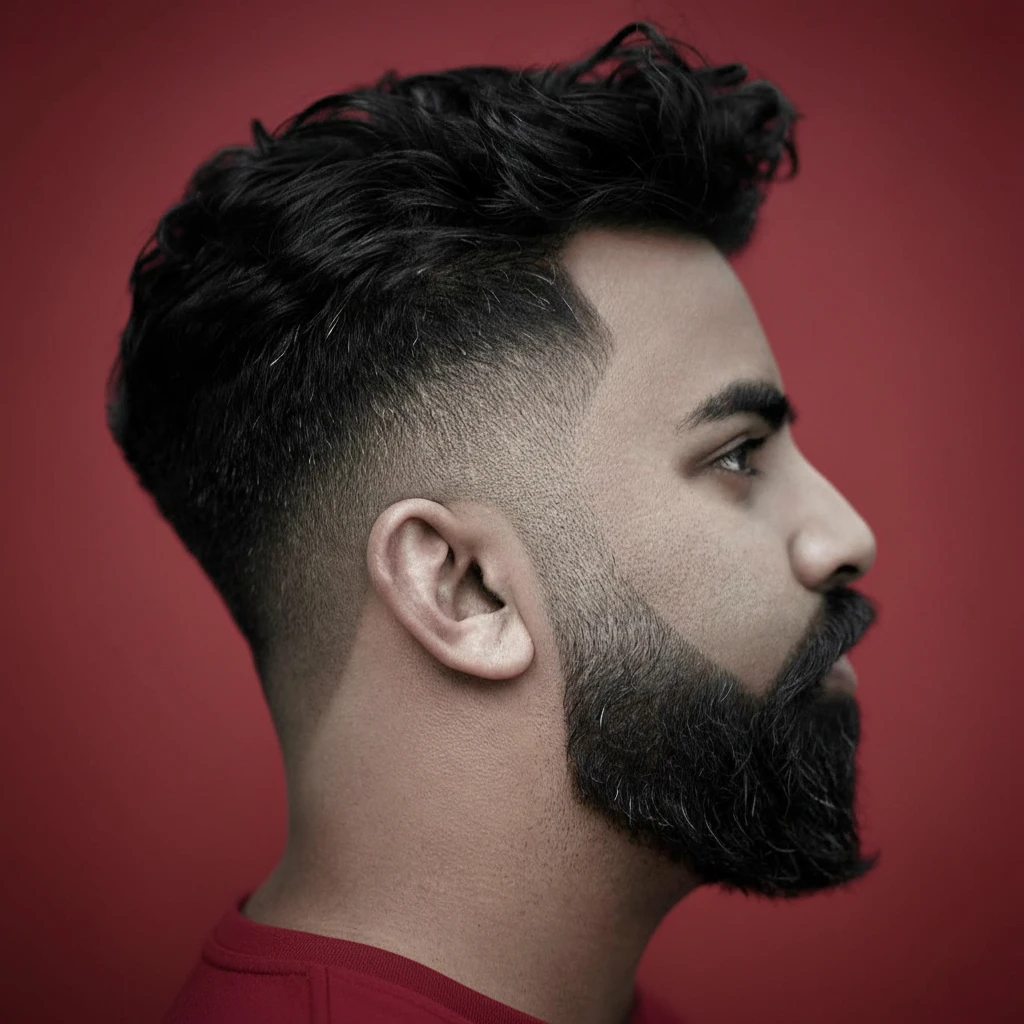 Corte Mid Fade com Degradê e Cabelo Cacheado