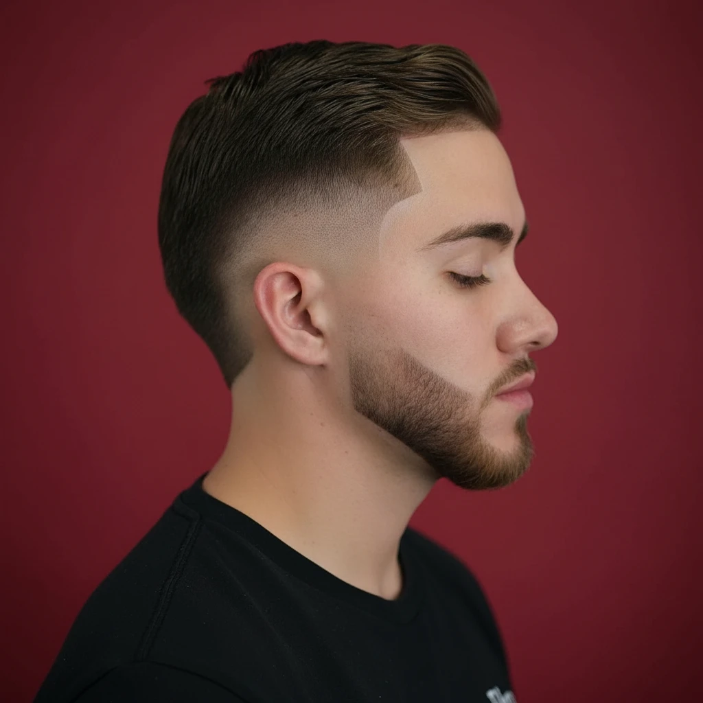 Corte de desvanecimiento medio con degradado y raya lateral