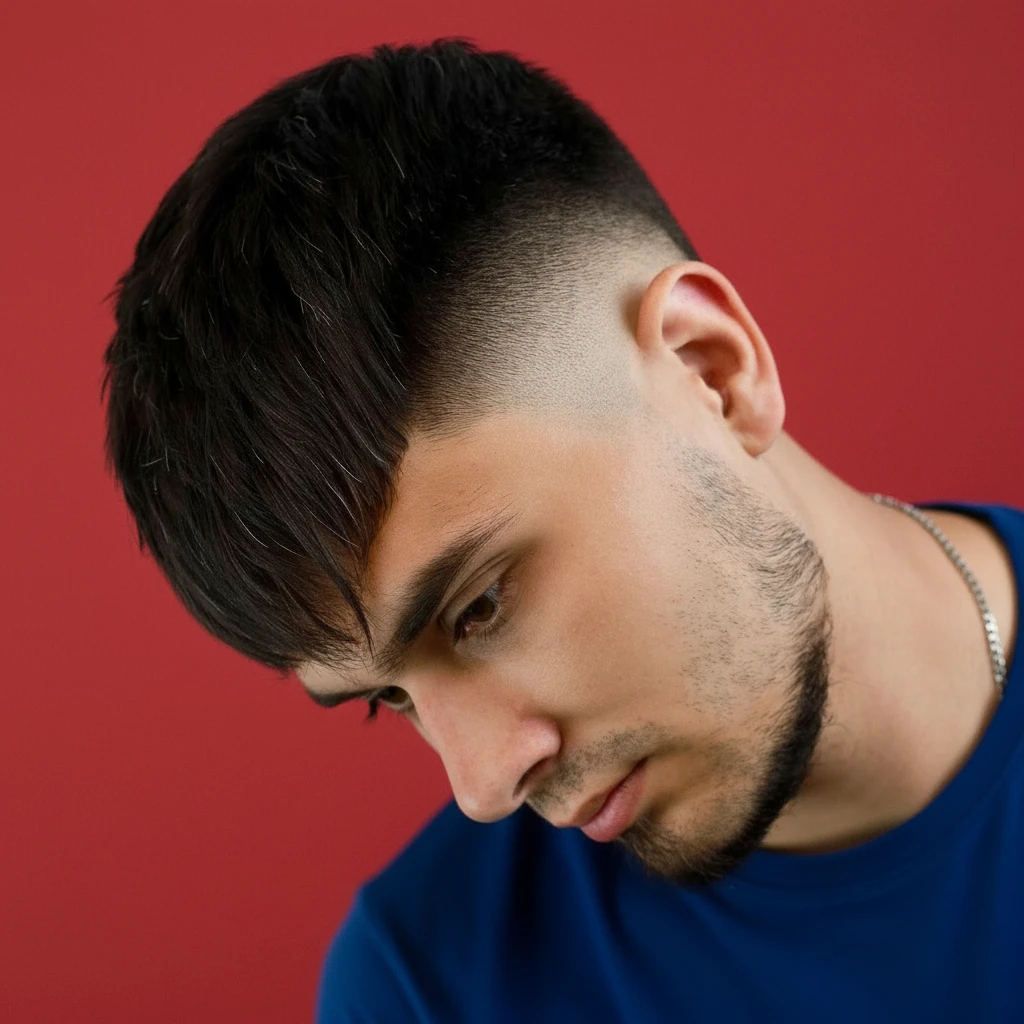 Corte Mid Fade com Degradê em Cabelo Liso