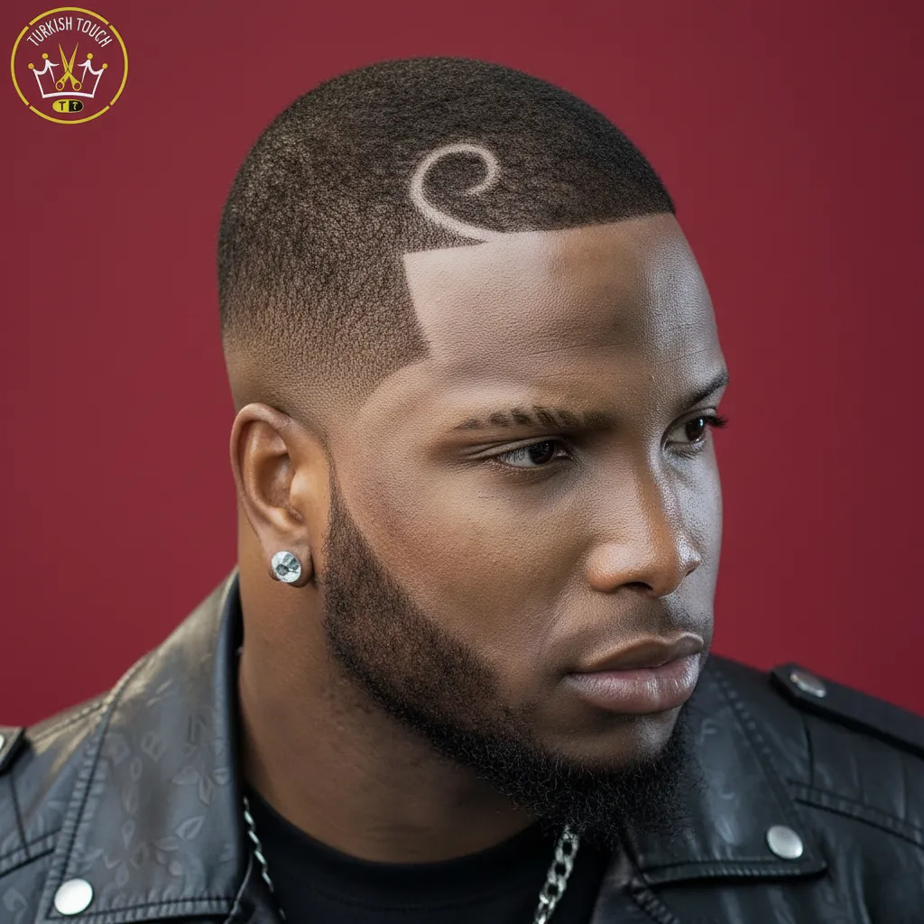 Corte Mid Fade com Risco Lateral em Cabelo Liso