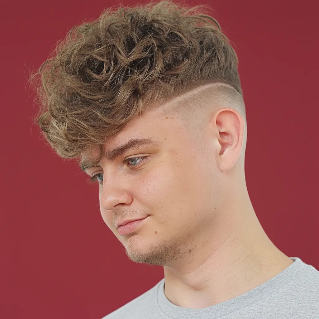 Corte Mid Fade em Cabelo Cacheado com Degradê