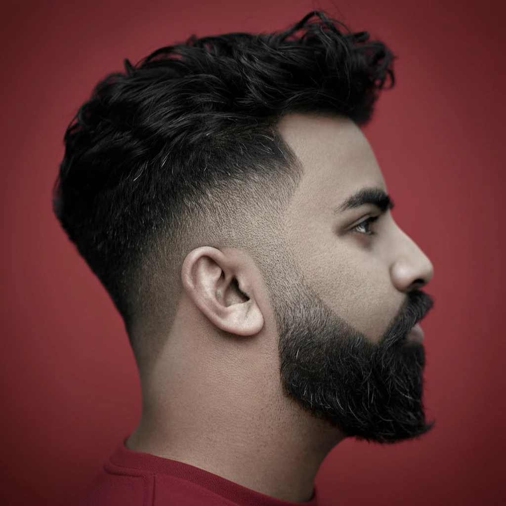 Corte Mid Fade em Cabelo Cacheado com Degradê