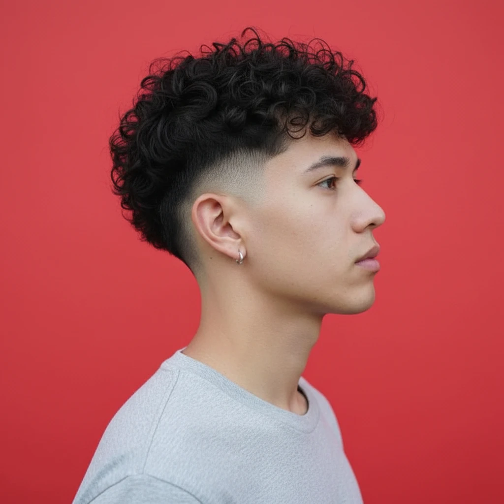 Corte Mid Fade em Cabelo Cacheado