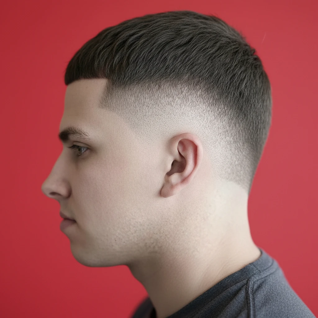 Corte Mid Fade em Cabelo Liso com Acabamento Moderno