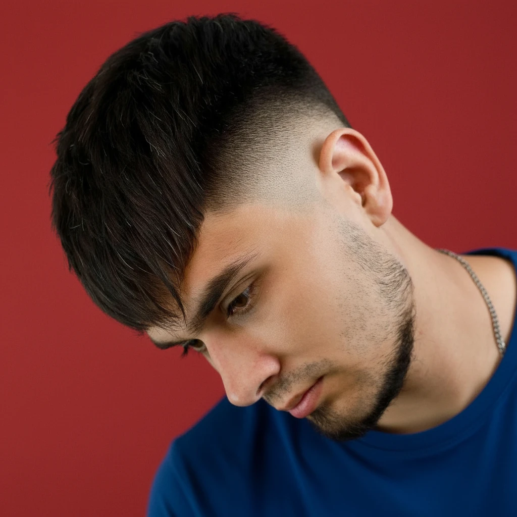 Corte Mid Fade em Cabelo Liso com Degradê