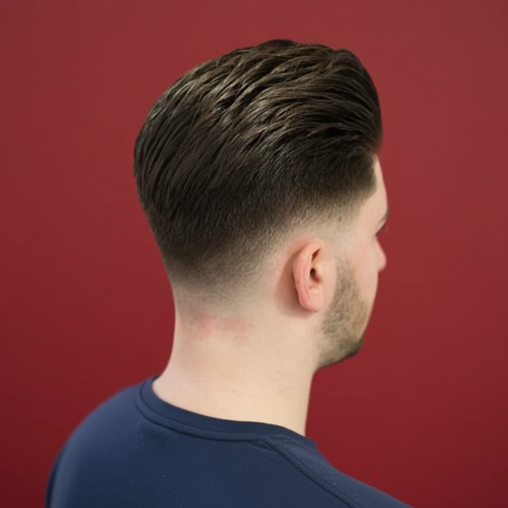 Corte Mid Fade em Cabelo Liso com Degradê