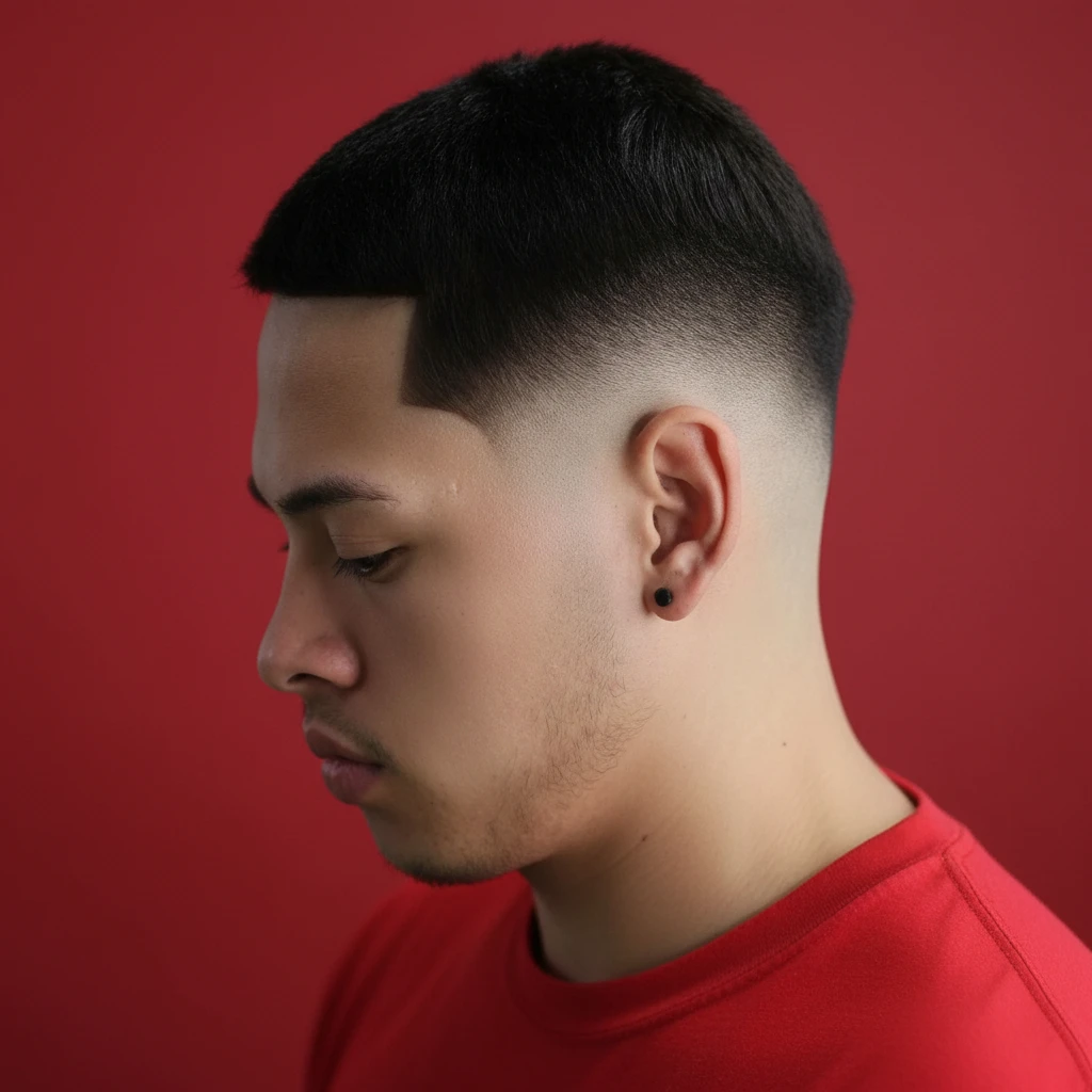 Corte Mid Fade em Cabelo Liso com Degradê Suave