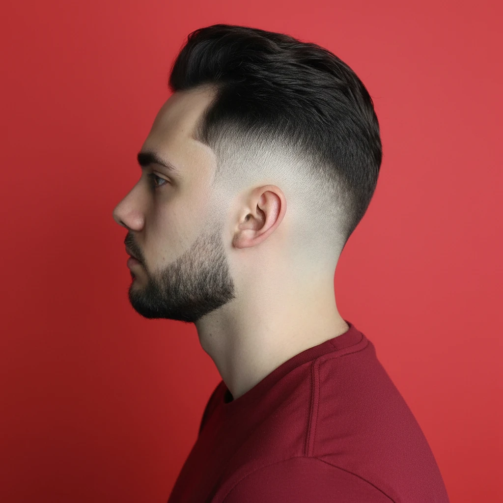 Corte Mid Fade em Cabelo Liso com Degradê