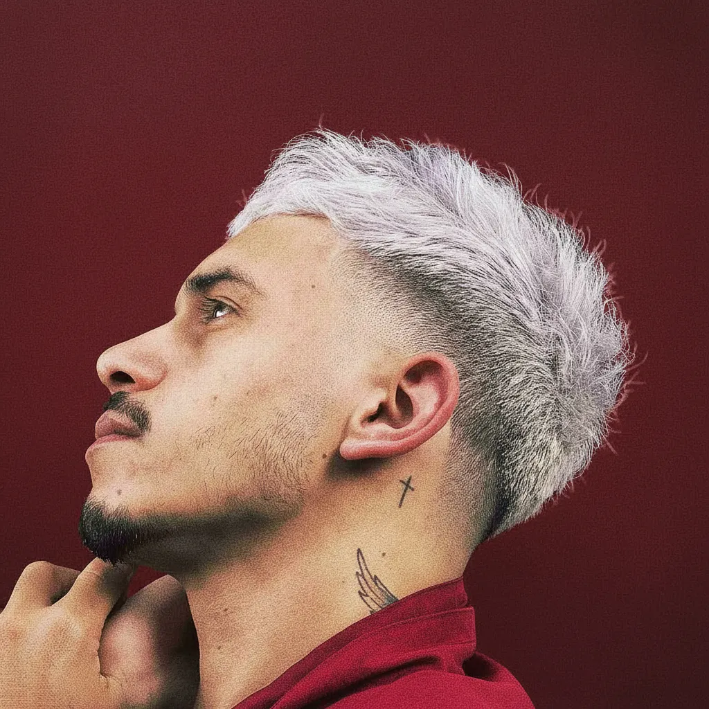 Corte medio desvanecido en cabello liso con estilo moderno