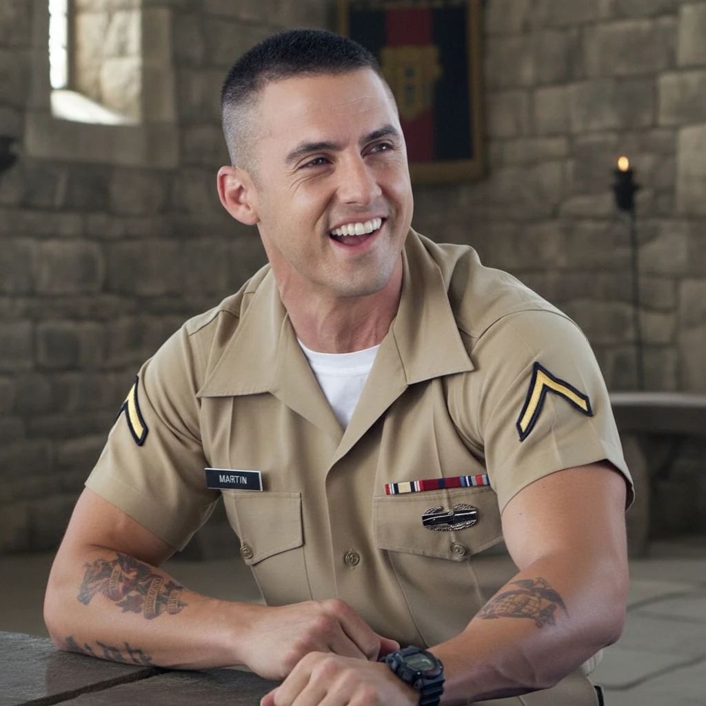 Corte militar americano con degradado bajo.