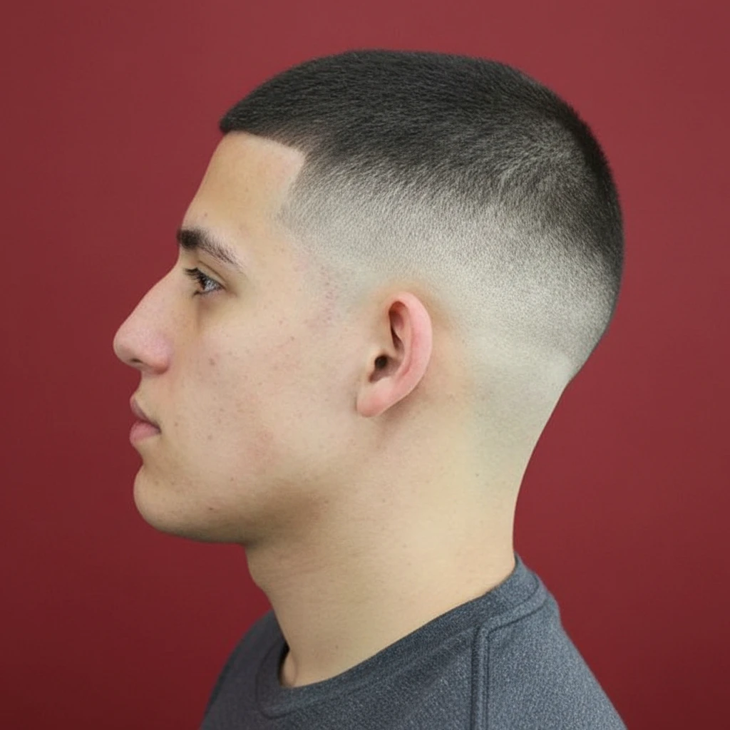 Men's Low Fade Haircut with Straight Hair