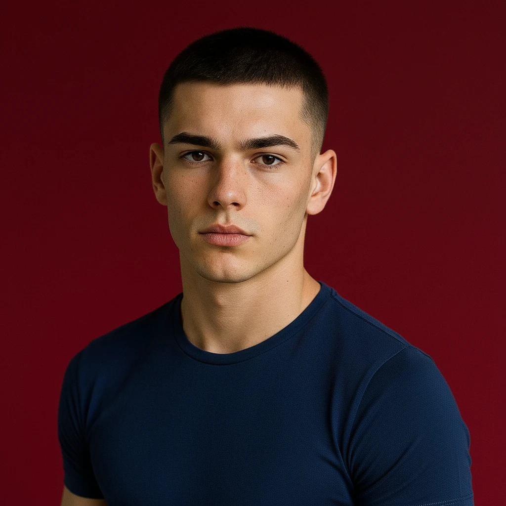 Corte Militar com Degradê Baixo em Cabelo Liso