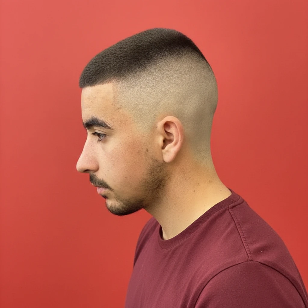 Corte Militar com Degradê Baixo em Cabelo Liso