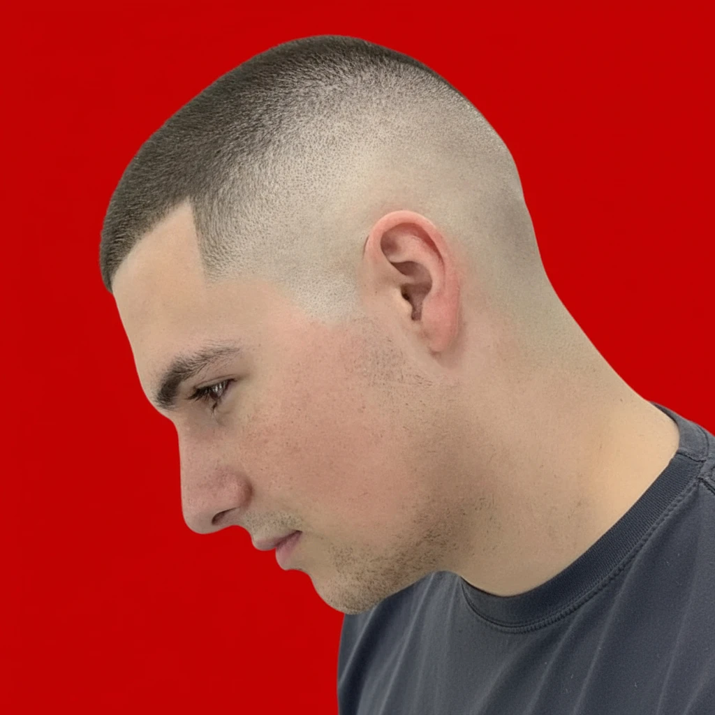 Men's Low Fade Haircut with Straight Hair