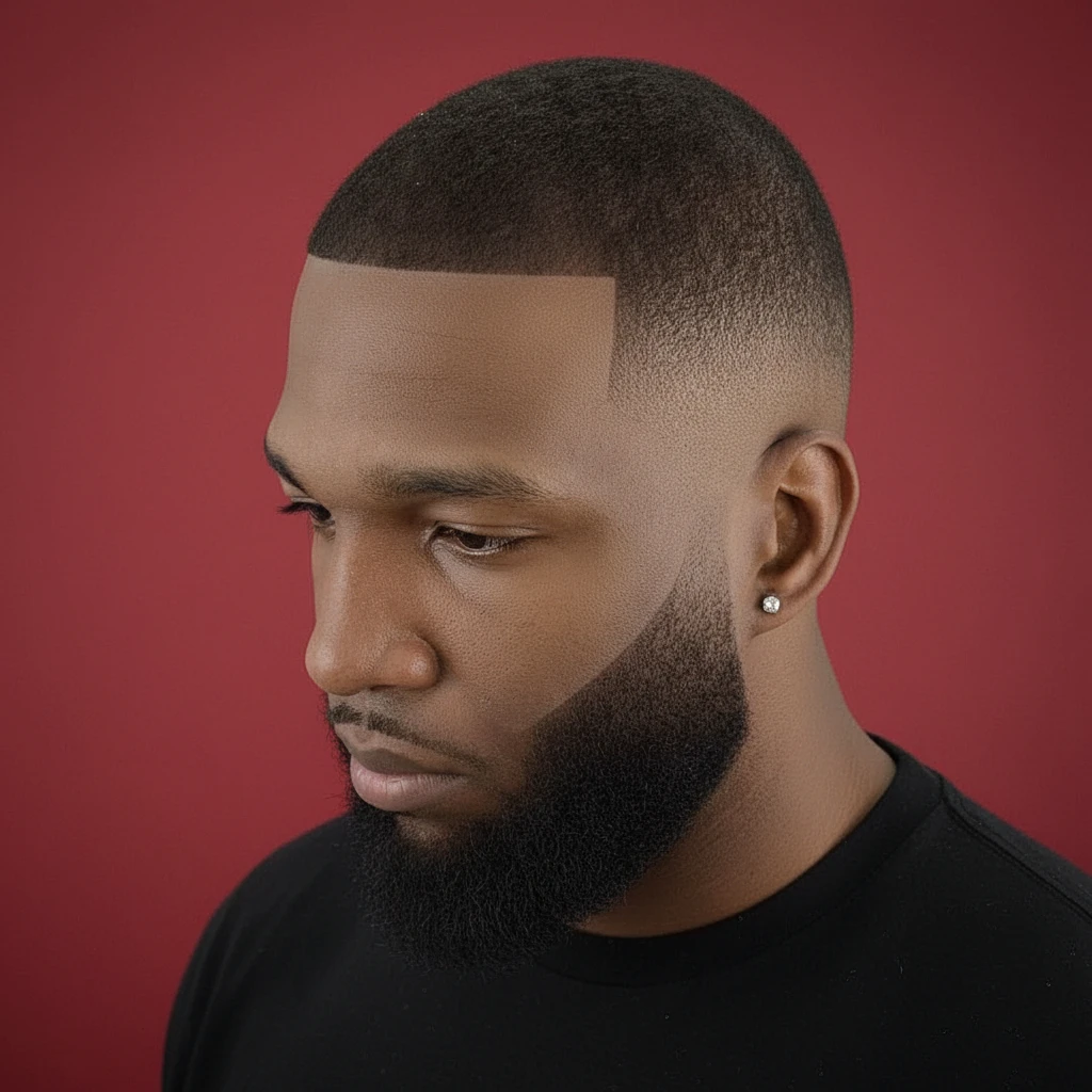 Men's Low Fade Military Haircut with Straight Hair