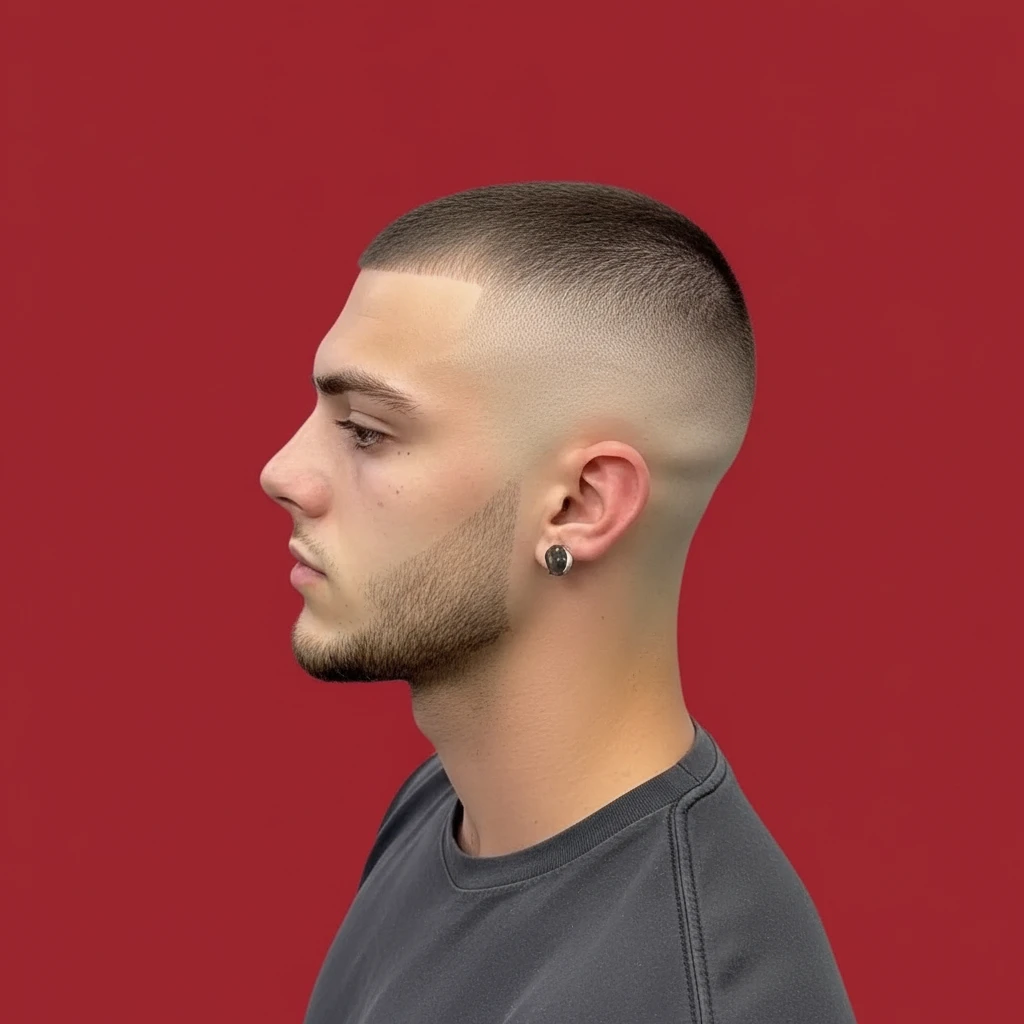 Corte Militar com Degradê Baixo em Cabelo Liso