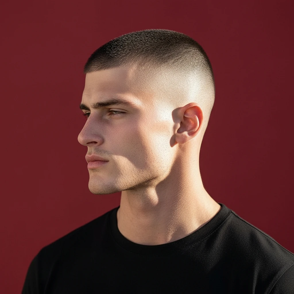 Men's Low Fade Haircut with Straight Hair