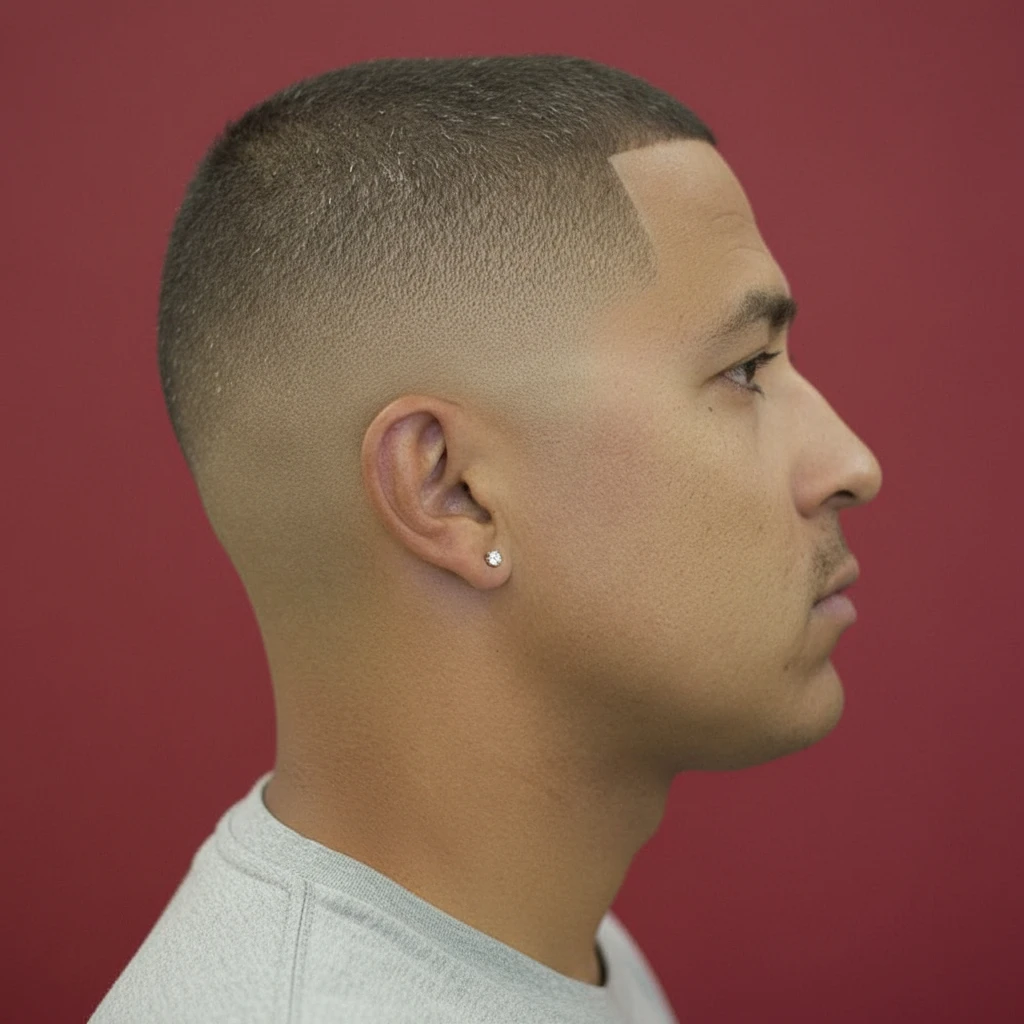 Corte Militar com Degradê Baixo em Cabelo Liso