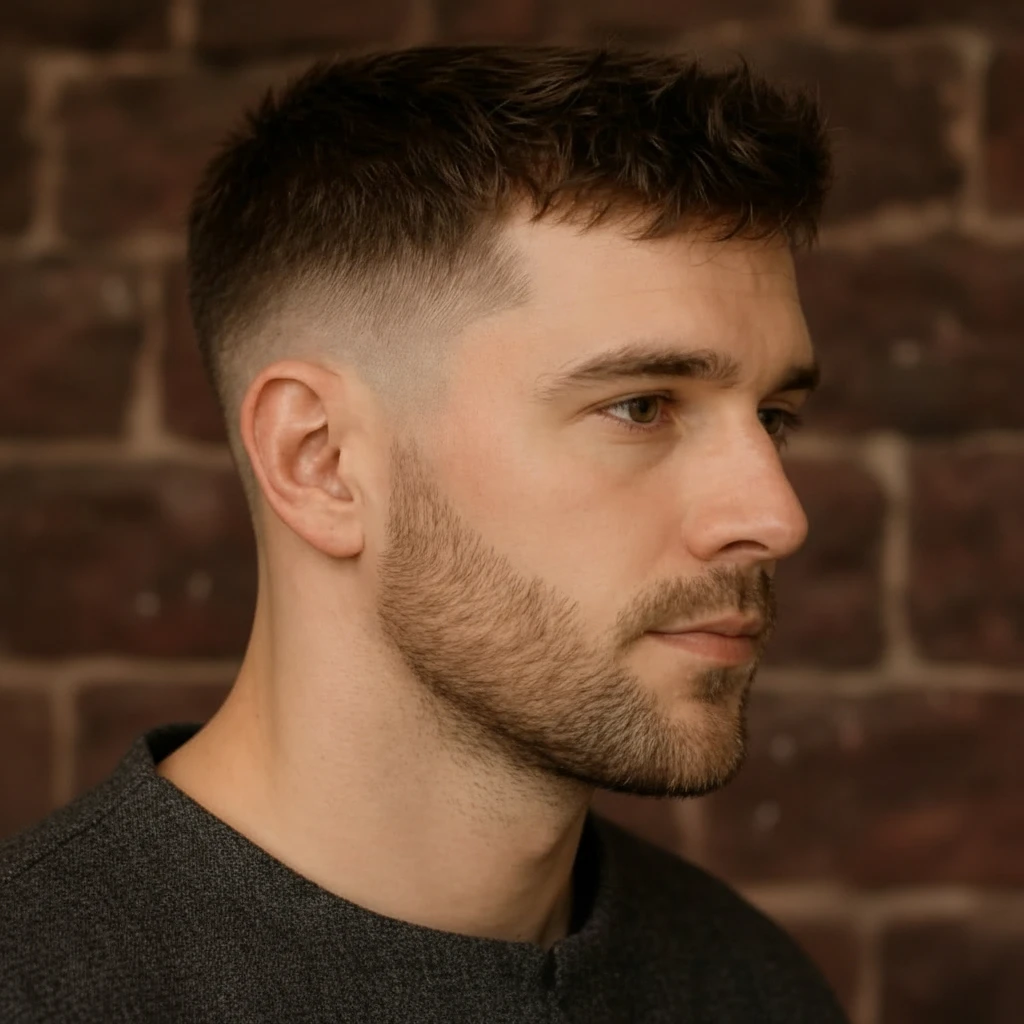 Corte Militar com Degradê Baixo em Cabelo Liso