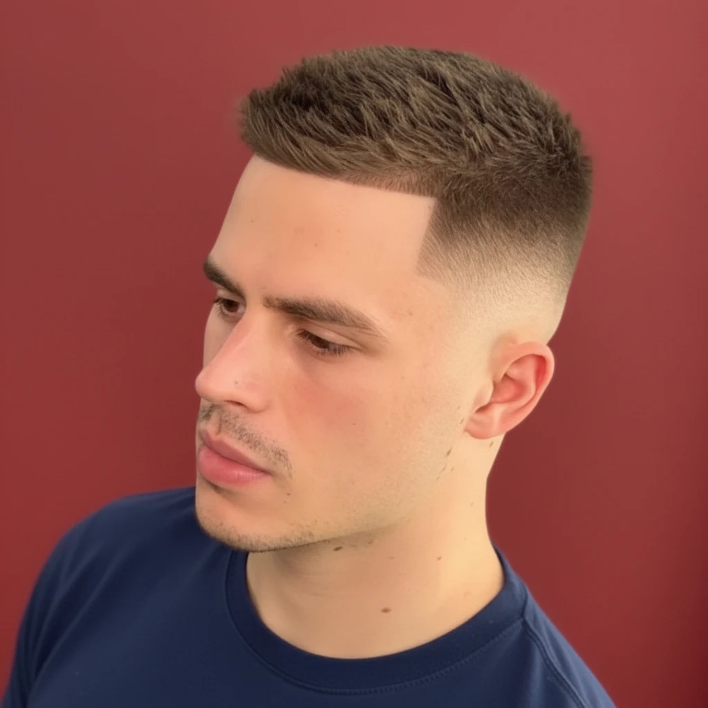 Corte Militar com Degradê Baixo em Cabelo Liso