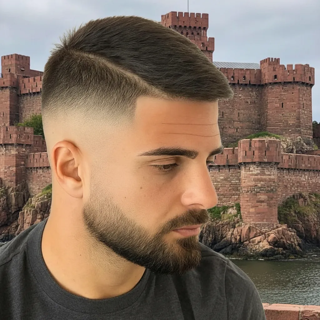 Corte Militar com Degradê Baixo em Cabelo Liso