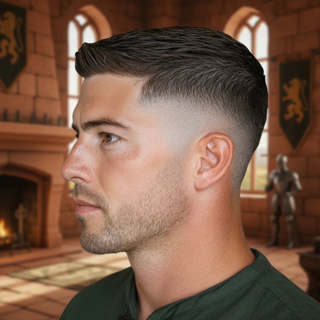 Corte Militar com Degradê Baixo em Cabelo Liso