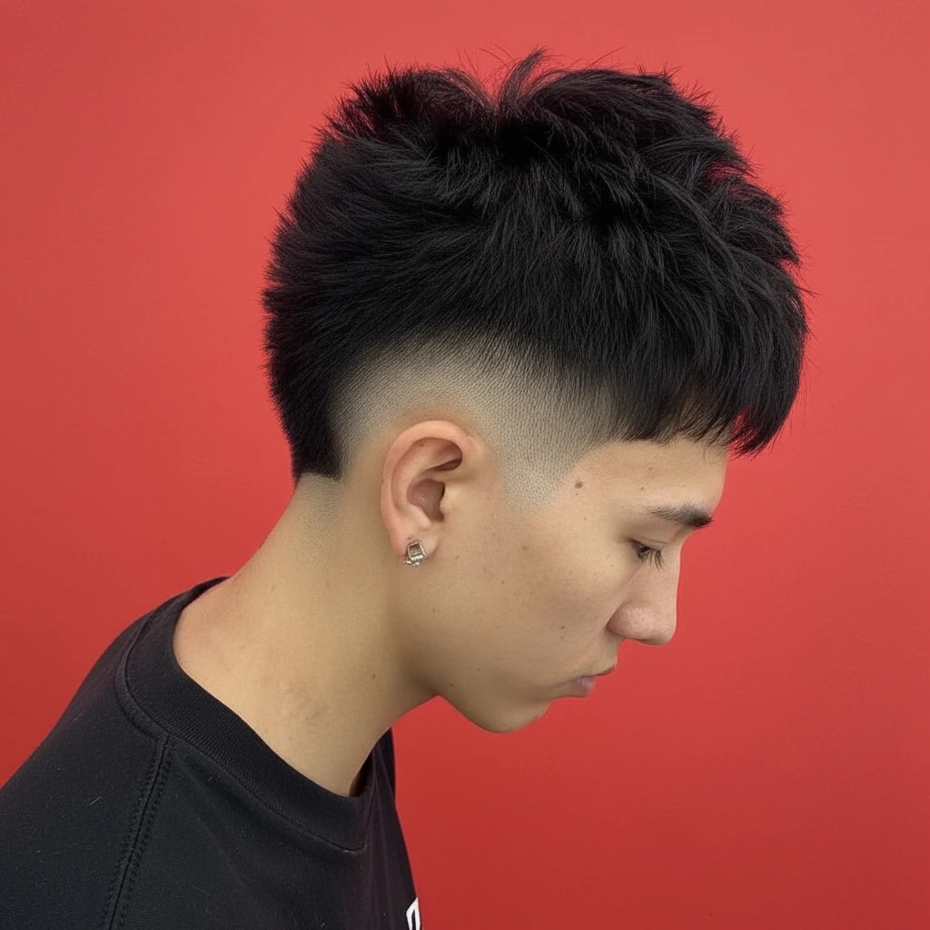 Corte Mohawk con textura y degradado bajo